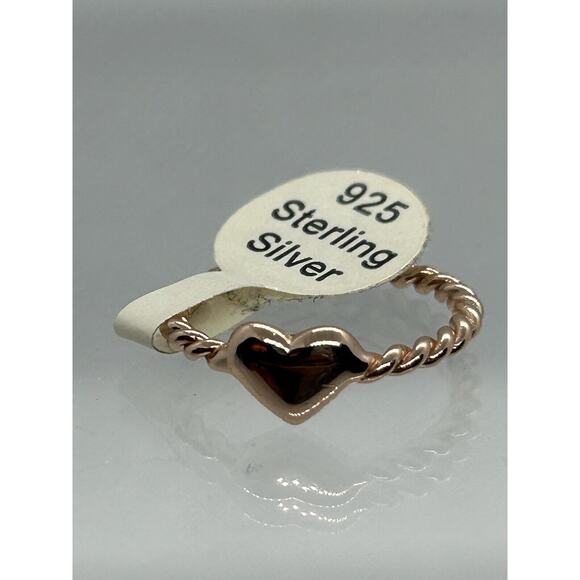 NWT Marked 925 Rose Gold Tone Heart Ring Size 7 - Picture 6 of 10